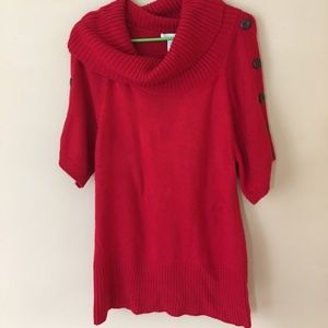 The Artisan Red Cowl Neck Sweater Short Sleeved